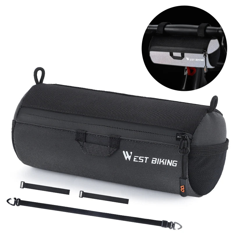 WEST BIKING Bike Handlebar Bag Portable Reflective Shoulder Bag For Cycling MTB Road Bike Scooter Front Tool Bags Elastic Band