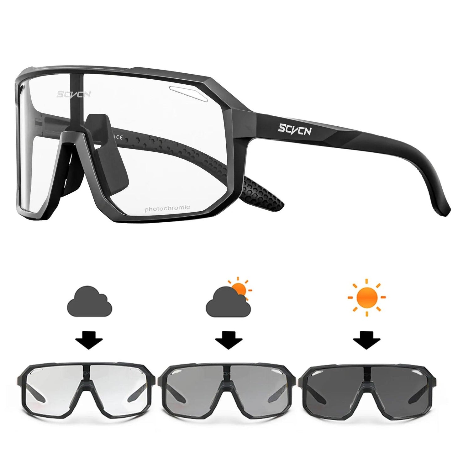 SCVCN Photochromic Cycling Sunglasses UV400 MTB Eyewear