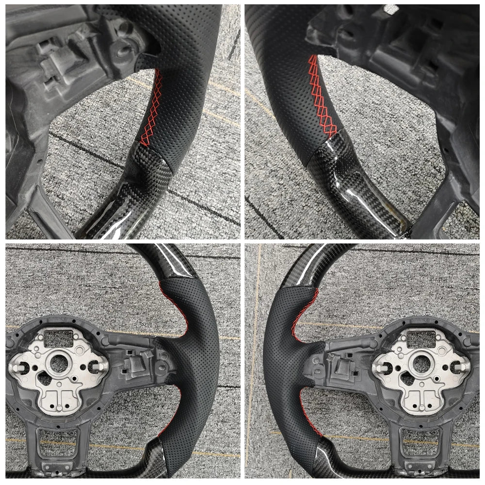 For Volkswagen Tiguan Golf 7 7.5 GTI GTE GLI 2013-2019 Real Carbon Fiber Steering Wheel Perforated Leather Sport Car Accessories