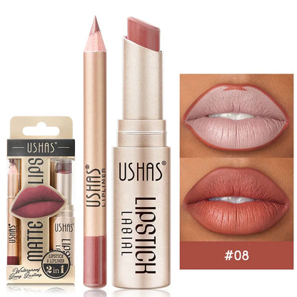 USHAS 12-Color Lip Liner & Matte Lipstick Set