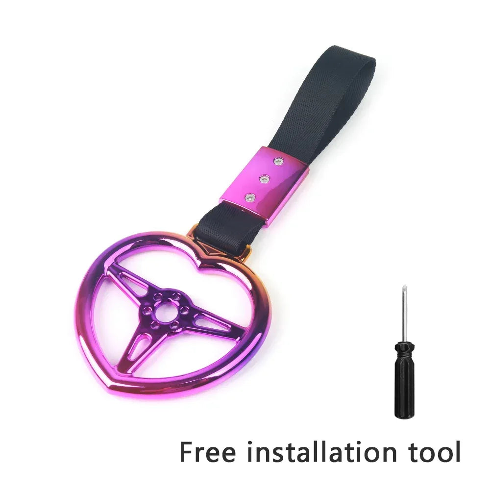 Colorful Car Tow Strap Tsurikawa Ring Heart JDM Train Bus Handle Hand Strap Styling Drift Charm Strap Auto Accessories