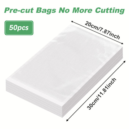50PCS/Lot BPA-Free Vacuum Food Bags, Vacuum Sealed Storage Bags For Food Storage and Preservation,Reusable Vacuum Sealer Bag
