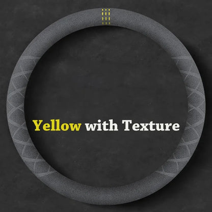 Car Steering Wheel Covers Cowhide Suede Steering Wheel Cover Wrap Universal 37-38cm Breathable Steering Covers Car Accessories