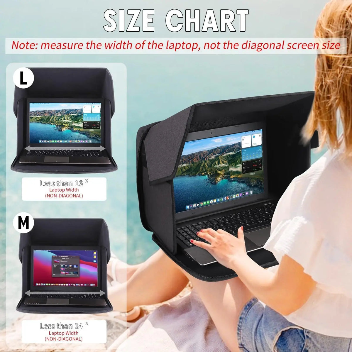 Laptop Sun Protection Portable 14/16 Inches Laptop Umbrella Computer Sun Protection Bag for Outdoor Work Foldable Shield Cover