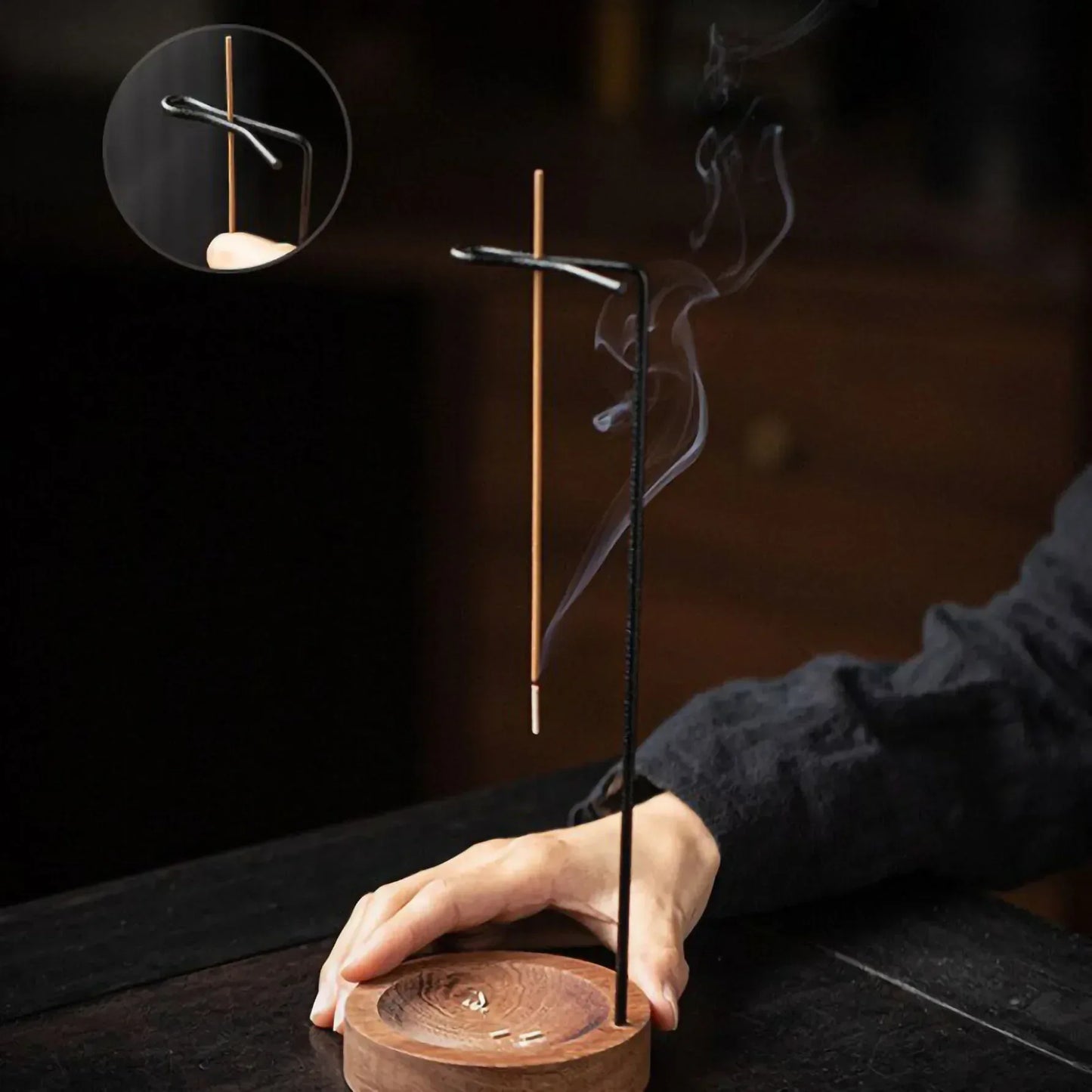 Insence Burner Upside Down Incense Burner Incense Stick Holder Wooden Round Incense Tray Ornament Bedroom Home Yoga Decoration - Urbizia