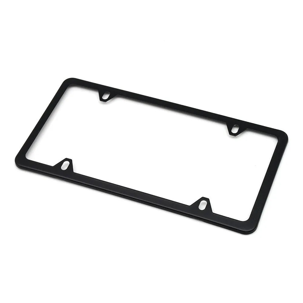 2 Pcs Stainless Steel US-Spec License Plate Frame with Square Holes and Slim Edges Includes Accessory Screws and Wrench US size