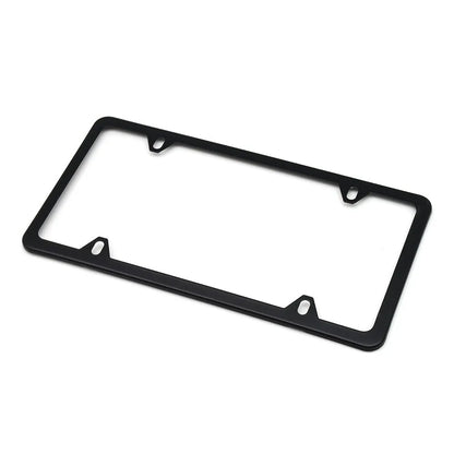 2 Pcs Stainless Steel US-Spec License Plate Frame with Square Holes and Slim Edges Includes Accessory Screws and Wrench US size