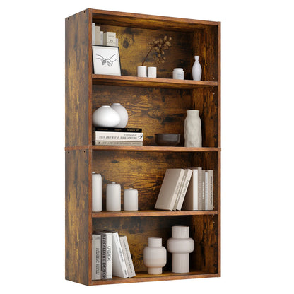JHK 3-4 Tier Wooden Shelf Bookcase Tall Floor Standing Open Bookshelf for Living Room and Home Office Personalized Storage