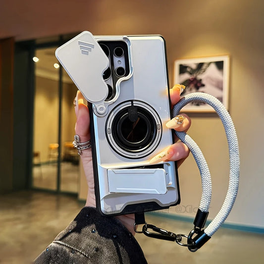 for Samsung Galaxy S26 S24 S23 Ultra S25 Edge FE Multifunctional Phone Case. with Lanyard,  Stand,for Car Mounts.