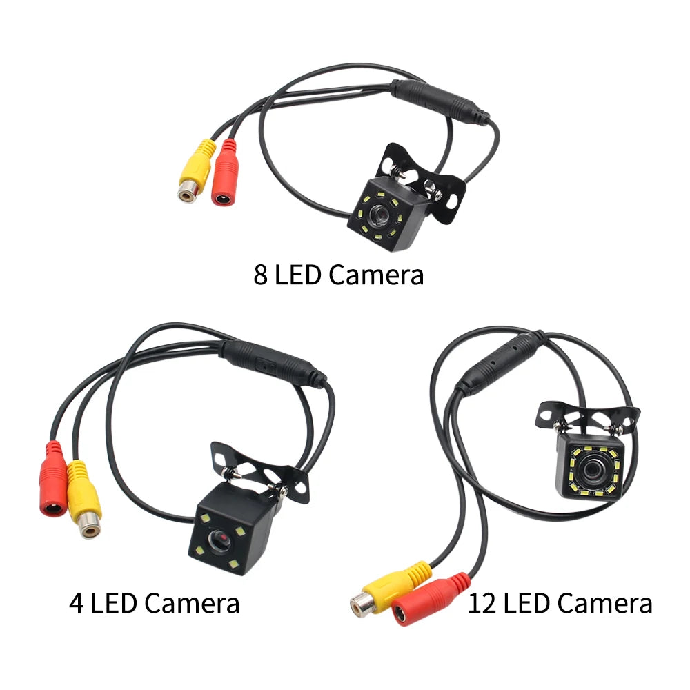 Wide Angle HD Car Rearview Camera Rear View Video Vehicle Camera Backup Reverse Camera 4/8/12 LED Night Vision Parking Camera