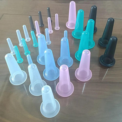 4PCS Silicone Vacuum Cupping Massage Jars Anti Cellulite Massage Facial Suction Cups Face Neck Lift Skin Scraping Beauty Tool