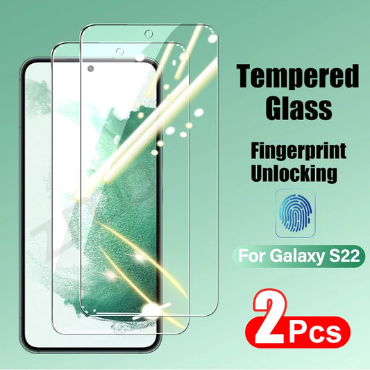 2PCS Tempered Glass For Samsung Galaxy S21 S22 S23 Plus S24 FE S25 S26 Ultra S25edge Screen Protector Fingerprint Unlocking