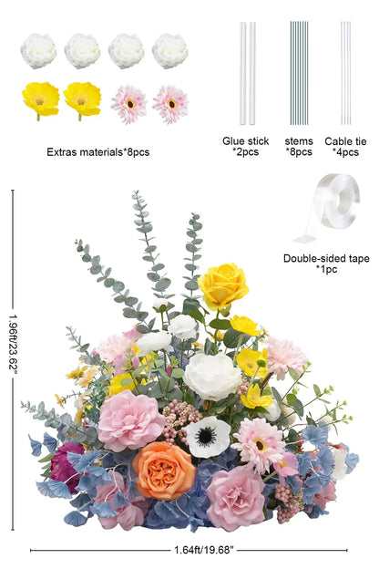 A8966 Red Free Standing Centerpieces Flowers Ball Bouquet Artificial Rose Arrangements Balls Table Sofa Runner For Wedding Event