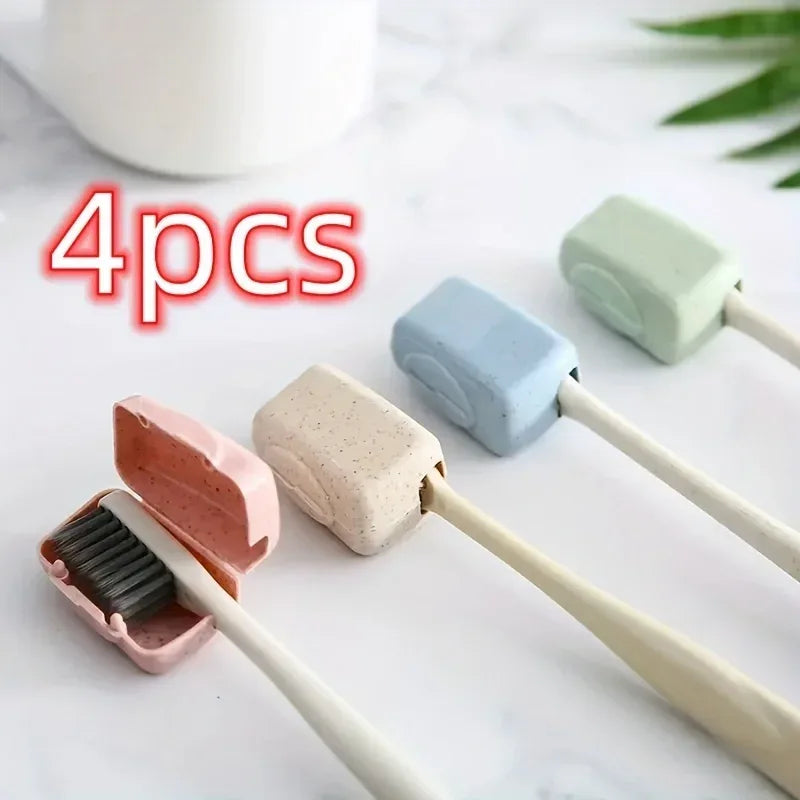 4pcs toothbrush head cover, travel portable toothbrush box, toothbrush protective cover, toothbrush box - Urbizia