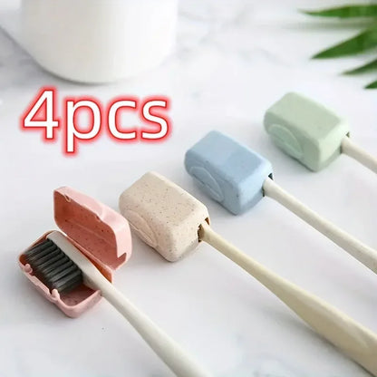 4pcs toothbrush head cover, travel portable toothbrush box, toothbrush protective cover, toothbrush box - Urbizia
