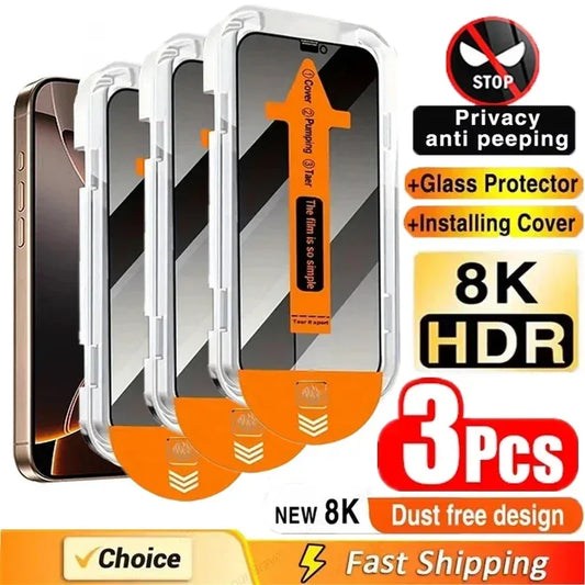 Anti-Spy Tempered Glass Screen Protector iPhone Dust-Free