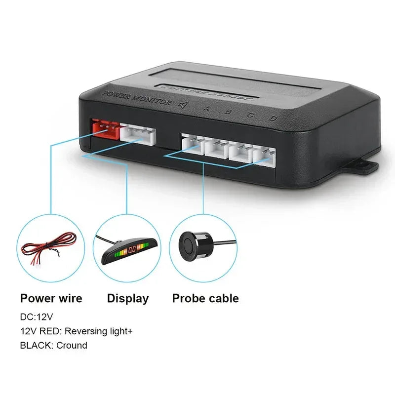 Car LED Parking Sensor Kit with 4 Radar Accurate Digital Display of Obstacle Distance Alarm Parktronic Kit Suitable For Most Car - Urbizia