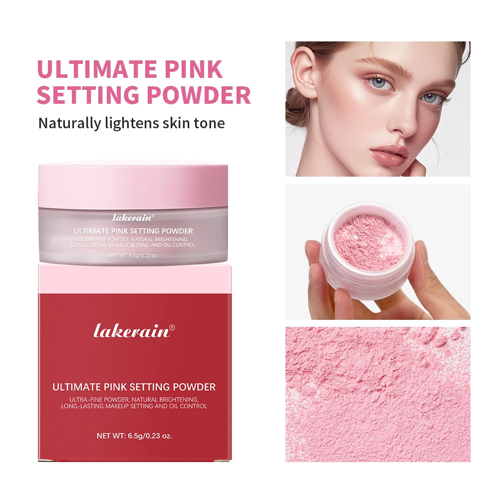 Setting Powder long-Lasting Matte Pink Finish Oil Control Makeup Fixation Removal Pore Modification Setting Cosmetics one size