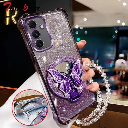 Butterfly Mirror Crystal Bracelet Case for Samsung Galaxy A Series