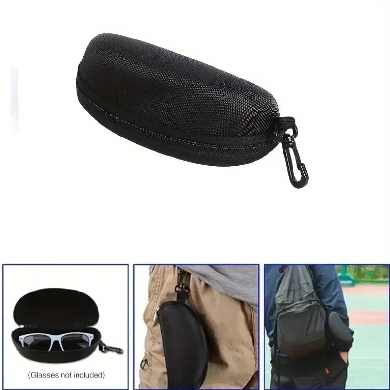 Portable Zipper Sunglasses Protector Box Eye Glasses Case Box Travel Pack Glasses Case Accessories with Hook
