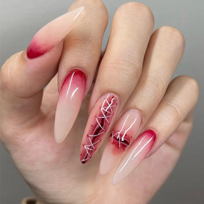 24Pcs Halloween Spider Fake Nails – Printed French Coffin Ballet Press-on Nails