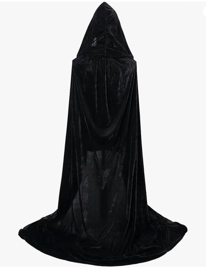 Christmas Pleuche Velvet Hooded Cloak Cape – Medieval Witch, Wicca, Vampire Halloween & Cosplay Costume