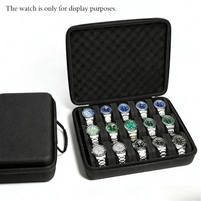 15 Slot Watch Storage Box Portable Jewelry Organizer Display Case For Watches Home Collection Gift