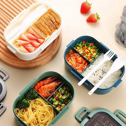 1200ML 2-Layer Leakproof Bento Lunch Box with Cutlery