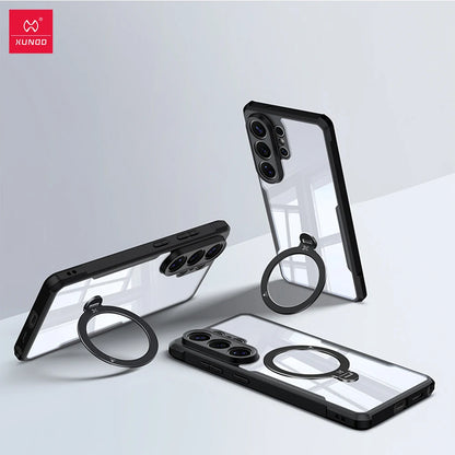 Xundd For Samsung Galaxy S25 S26 Ultra S26 Plus Magnetic Ring Case Camera Protect Airbag Shockproof Shell with 360° Spin Holder