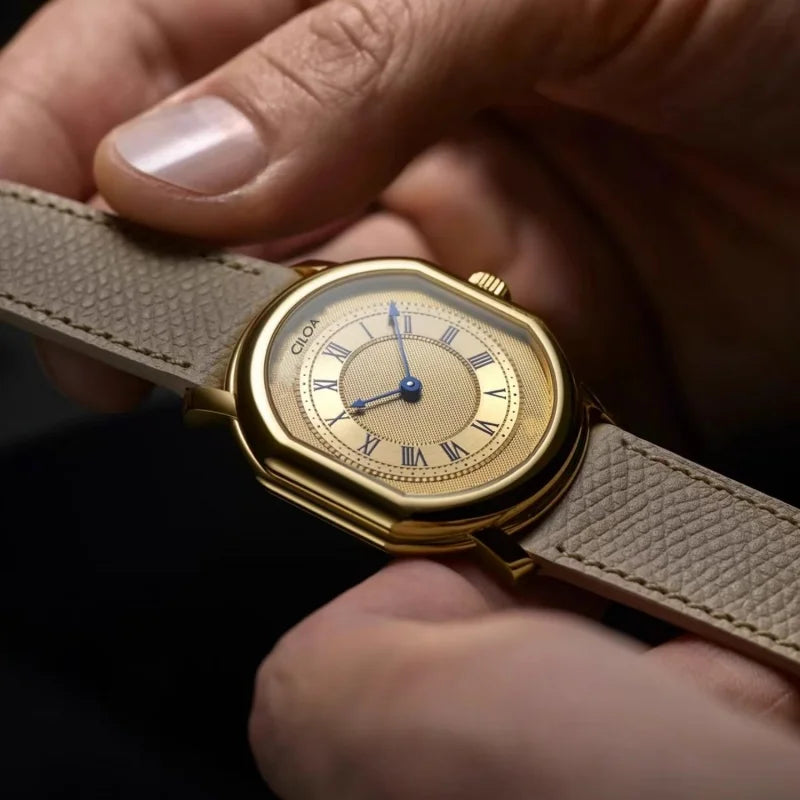 CILOA Gold Retro Watch Men's High Quality Brand Authentic 2025 New Trend Fashion Casual Gift Boyfriend Waterproof Quartz Watch