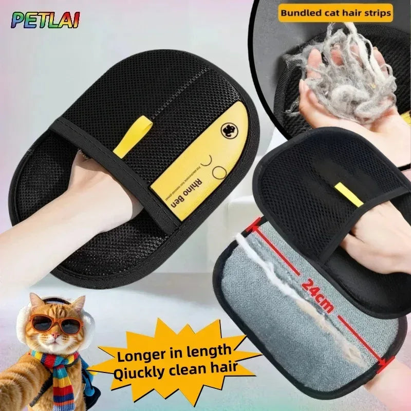 Pet hair glove removal Cat Grooming Reusable Electrostatic Dedusting Brush Dog Hair Remover for Couch Carpet Clothes Washable - Urbizia
