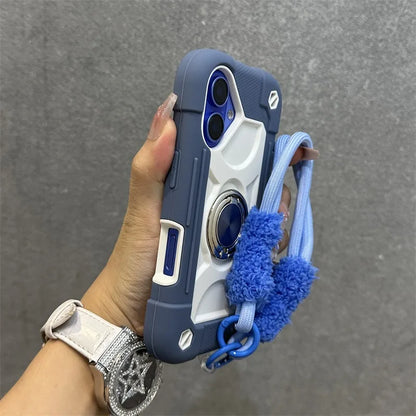Luxury 3-in-1 Ring Stand Heavy Duty Protective Case For iPhone 17 16 15 14 13 Pro Max Shockproof and Drop-Resistant with Lanyard