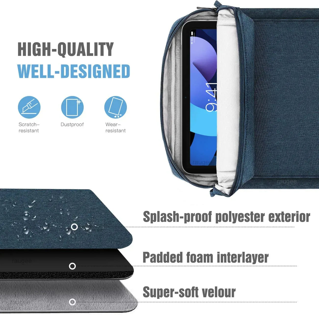 Waterproof Tablet Sleeve Bag for iPad 9–13 Inch