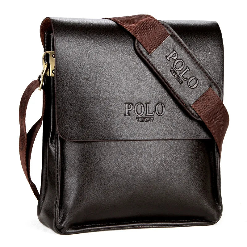 Men's POLO Crossbody Bag Casual Business Style Vertical Shoulder Bag High-quality Leather Trendy Men's Bag Daily Commuting