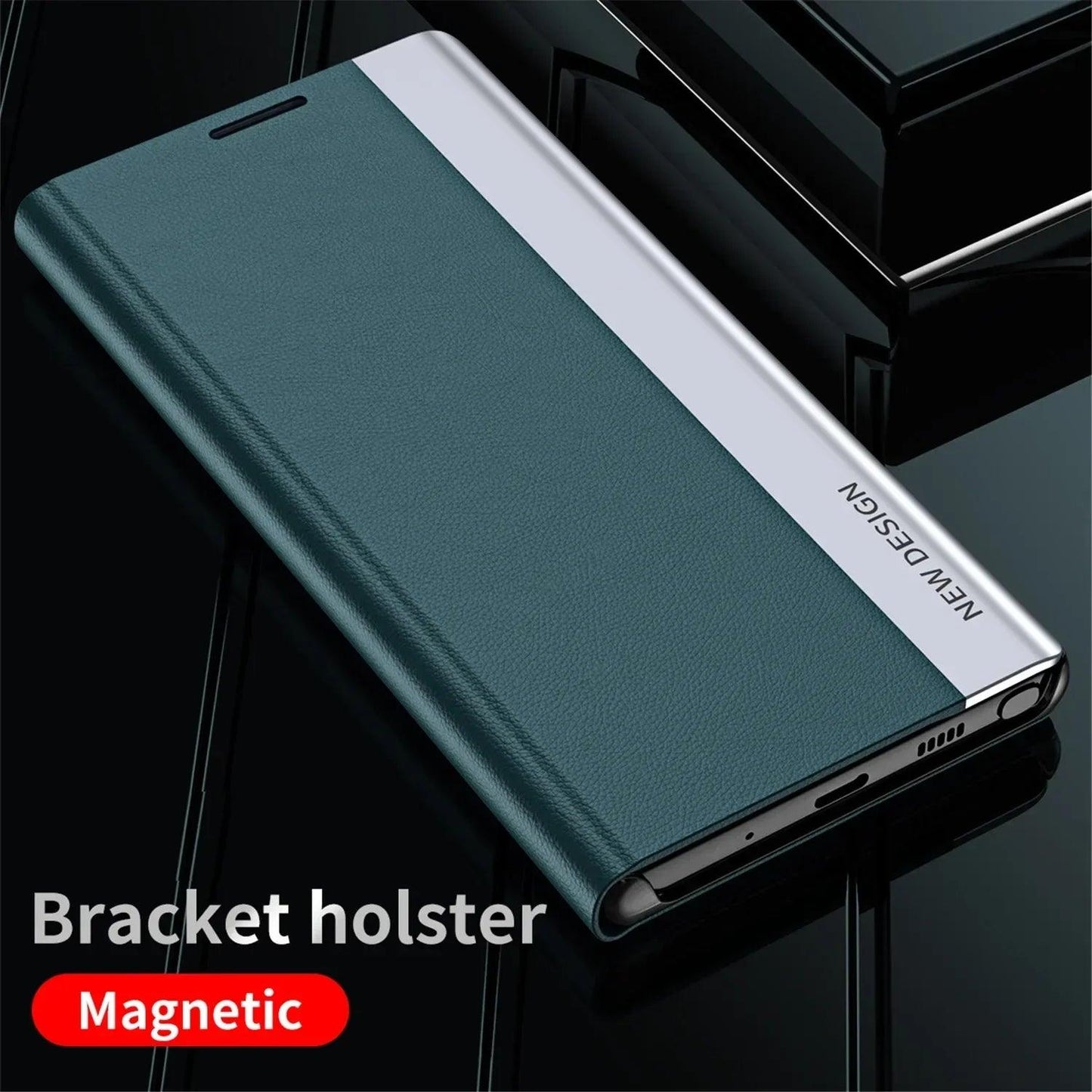 Flip Leather Bracket Case for Samsung Galaxy