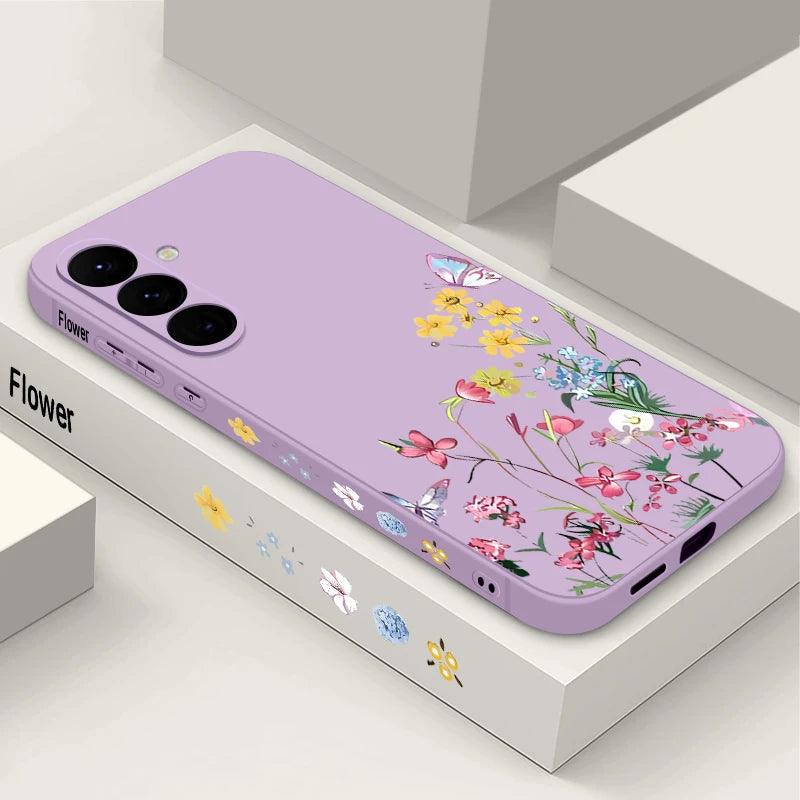 Soft TPU Case For Samsung Galaxy S24 S23 S25 FE S26 S25 S22 Ultra A17 A56 A16 A55 A25 A15 A36 A35 5G Small Flower Pattern Cover