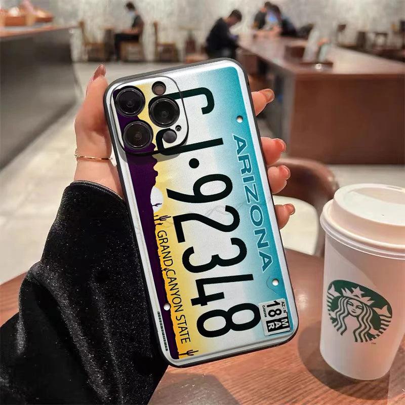 Retro License Plate iPhone Case – Shockproof Full Coverage