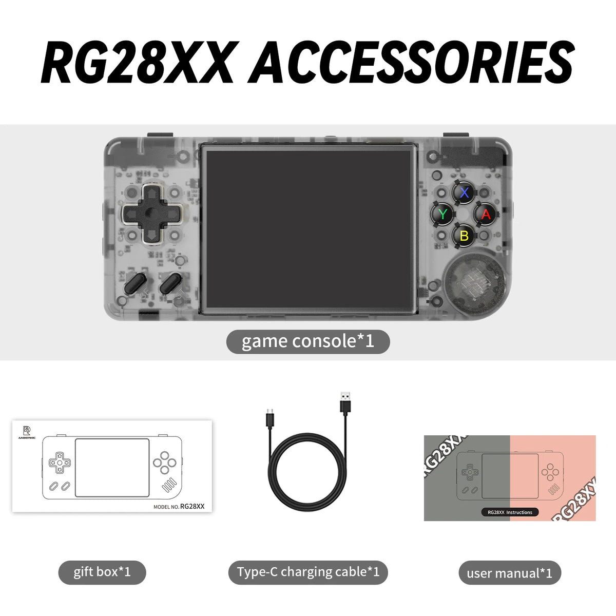 Anbernic RG28XX Mini Handheld Game Console 2.83" 640*480 IPS Screen Linux 64-bit 3100mAh Retro Games Player Supports Music/Video Player E-book HDMI Output TV