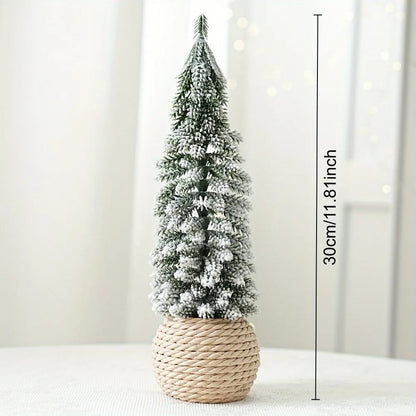 4Pcs Mini Artificial Christmas Tree Set – Snow Pine Tabletop Décor