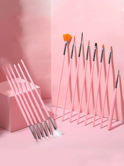 20Pcs Black Nail Art Brush Set Nail Gel Polish Painting Brush Drawing Pen Uv Gel Polish Nail Liner Brush And Nail Dotting Pen For Gel Polish Diy Manicure Salon At Home
