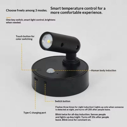 Magnetic USB Rechargeable LED Cordless Wall Light with Touch Switch