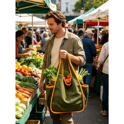 Reusable Grocery Bag Foldable Shopping Bag with Pocket Extra Wide Handle Portable Durable Washable Tote Bags for Women