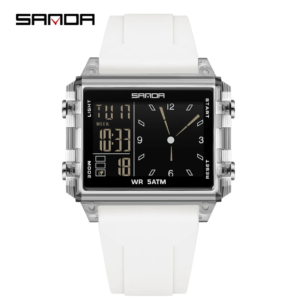 SANDA 6273 Fashion Electronic Watches for Man Luminous Calendar Waterproof Clock Outdoor Sports Casual Ladies Digital Wristwatch