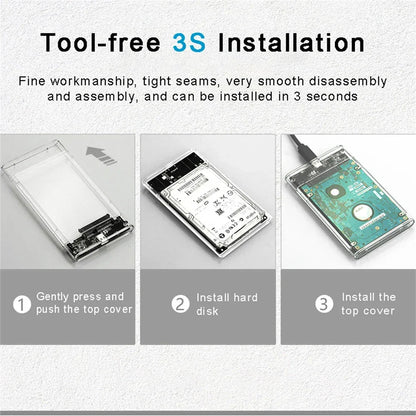USB 3.0 2.5 Inch SATA HDD SSD External Enclosure 5Gbps