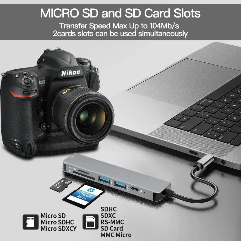 5-in-1 USB-C Hub with 4K HDMI & PD Charging