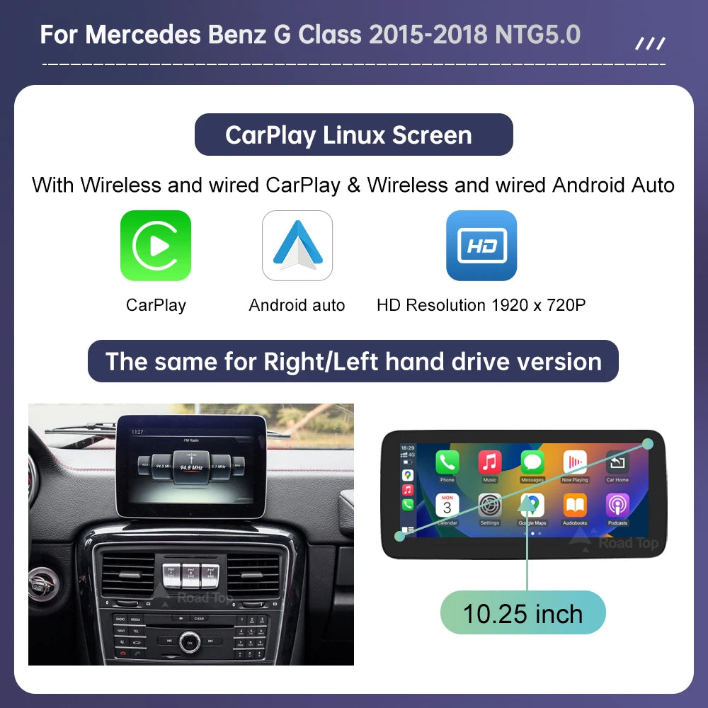 Linux Touch Screen for Mercedes Benz G Class W463 2013-2018 GPS With Wireless Carplay Android Auto Airplay Mirroring Car Radio