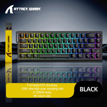 X68HE ATTACK SHARK Magnetic Gaming Keyboard Mechanical Wired for Pro Gaming 0.01mm Rapid Trigg 8000Hz SOCD/Rs 0.125ms 128K Rate