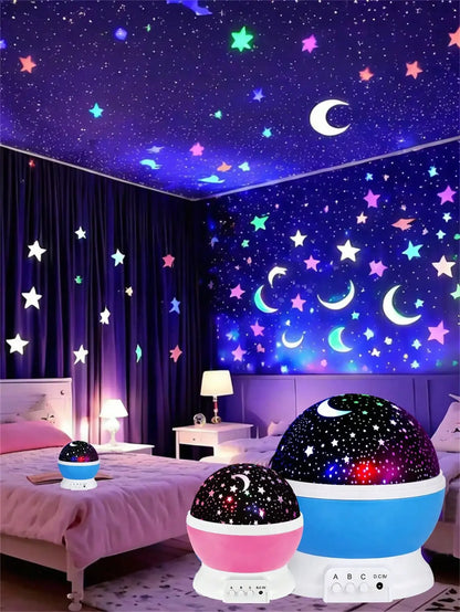 360° Rotating LED Star & Moon Projection Lamp, Suitable For Room Decor, Birthday Gift For Boys And Girls,Perfect gift