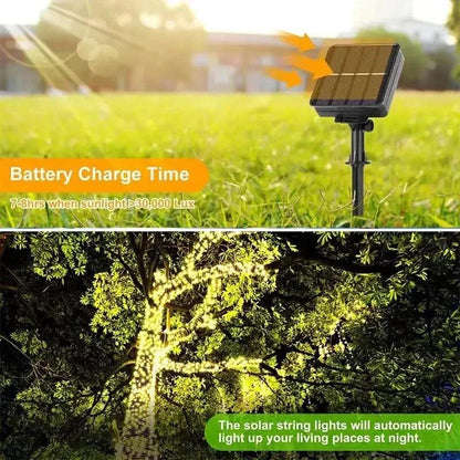 Solar Fairy Light String Outdoor Waterproof LED String Light Garden Tree Decoration Wireless Light String Warm Light  Atmosphere