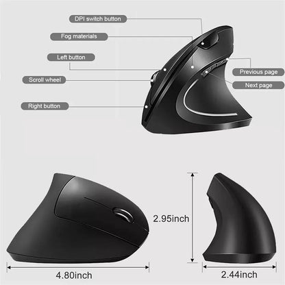 Wireless Bluetooth Vertical Mouse 800 1200 1600 DPI 6 Button Personalised Side Grip Ergonomic 2.4G Mute Gaming PC Computer Mouse